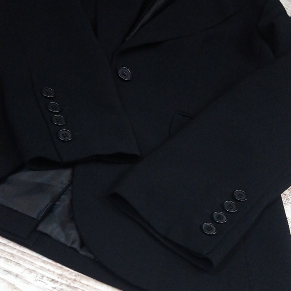 Solid Black Button Down Front Blazer Jacket Suit … - image 3